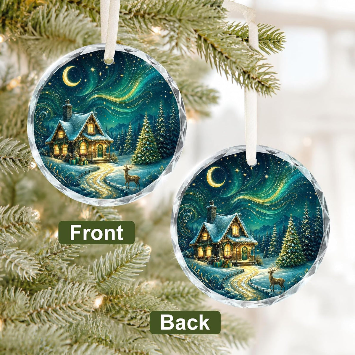 Starry Night Christmas Ornaments 2026, Glass Northern Lights Ornament
