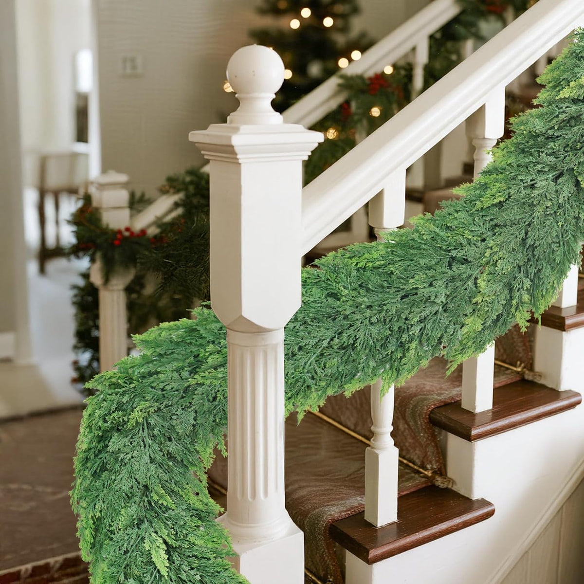 6ft Christmas Cedar Garland with Soft Thickness Pine,Thick and Lush,Artificial Green Faux Cedar Pine Garland for Christmas Winter Home Mantel Fireplace Holiday Party DÃ©cor (6FT)