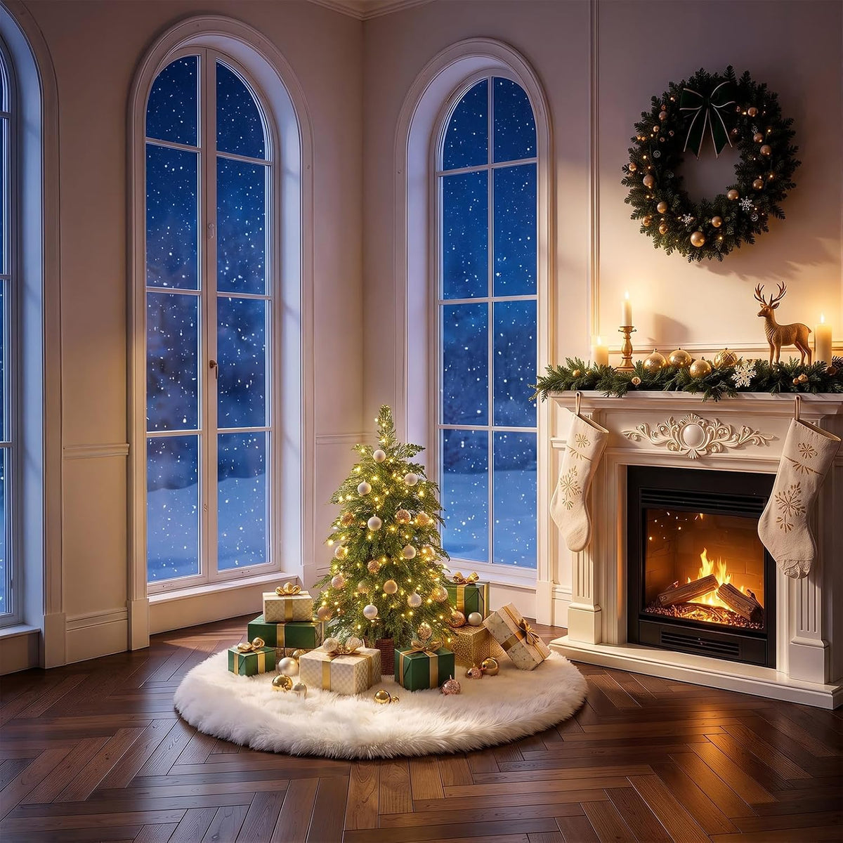 3ft Small Prelit Christmas Tree, 70 Warm White LEDs, Potted PE Cypress
