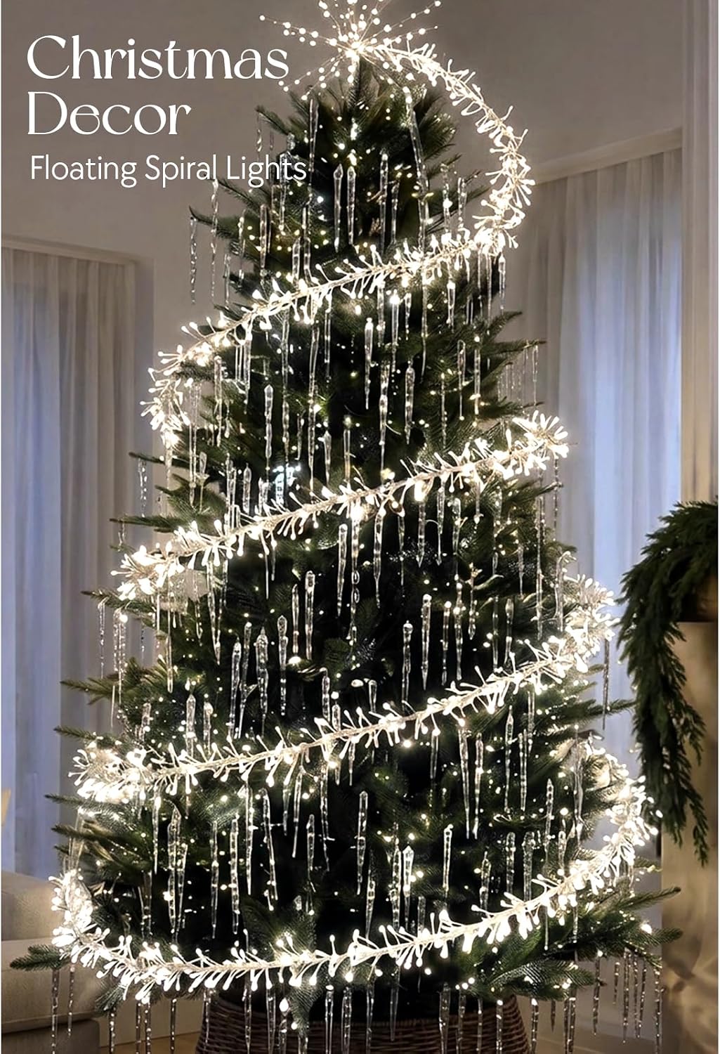 Christmas Decorations - 2000 LED 60ft Floating Spiral Christmas Tree Lights