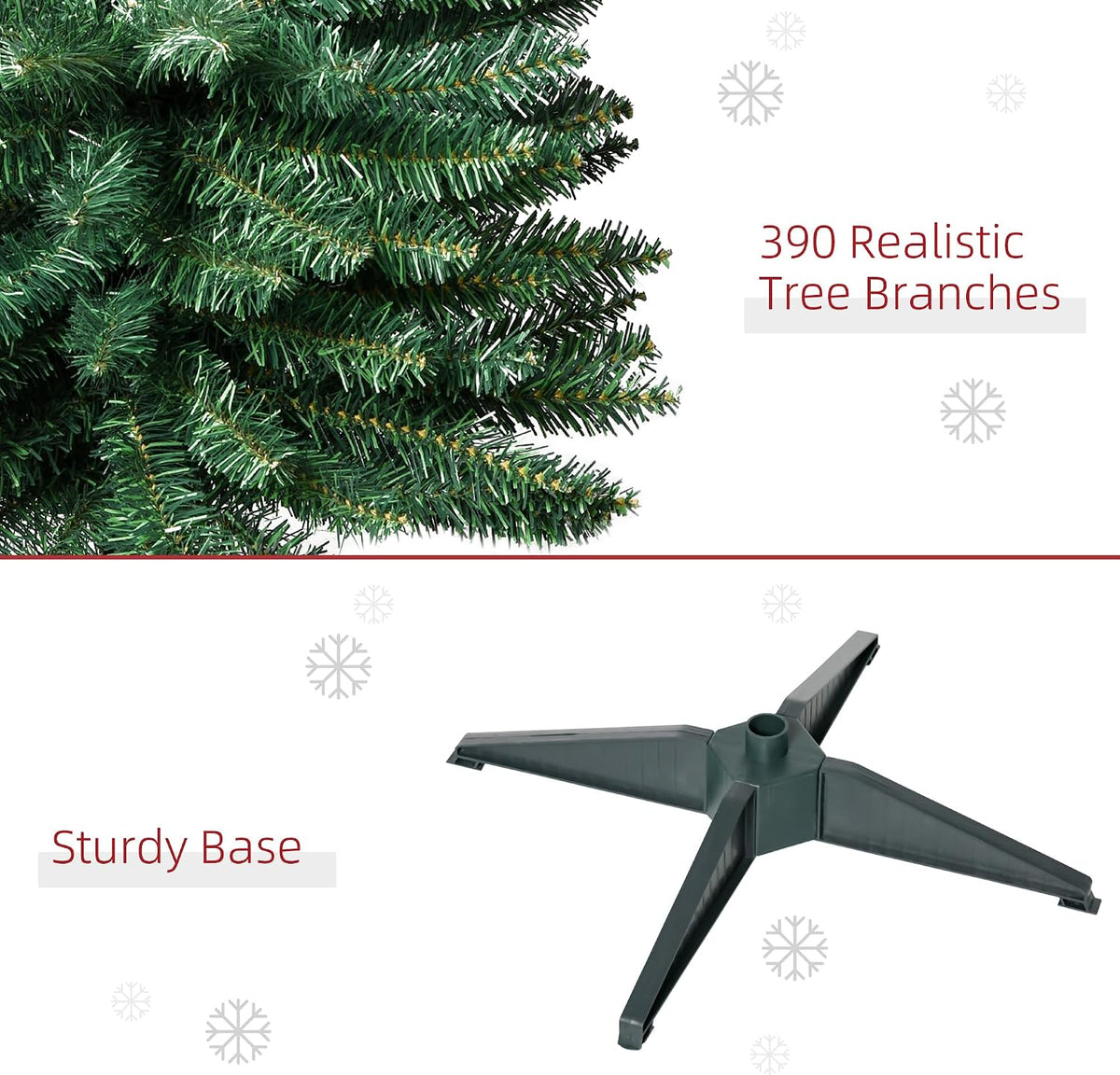 HOMCOM 6' Artificial Pencil Christmas Tree 390 Realistic Branch Tips Green