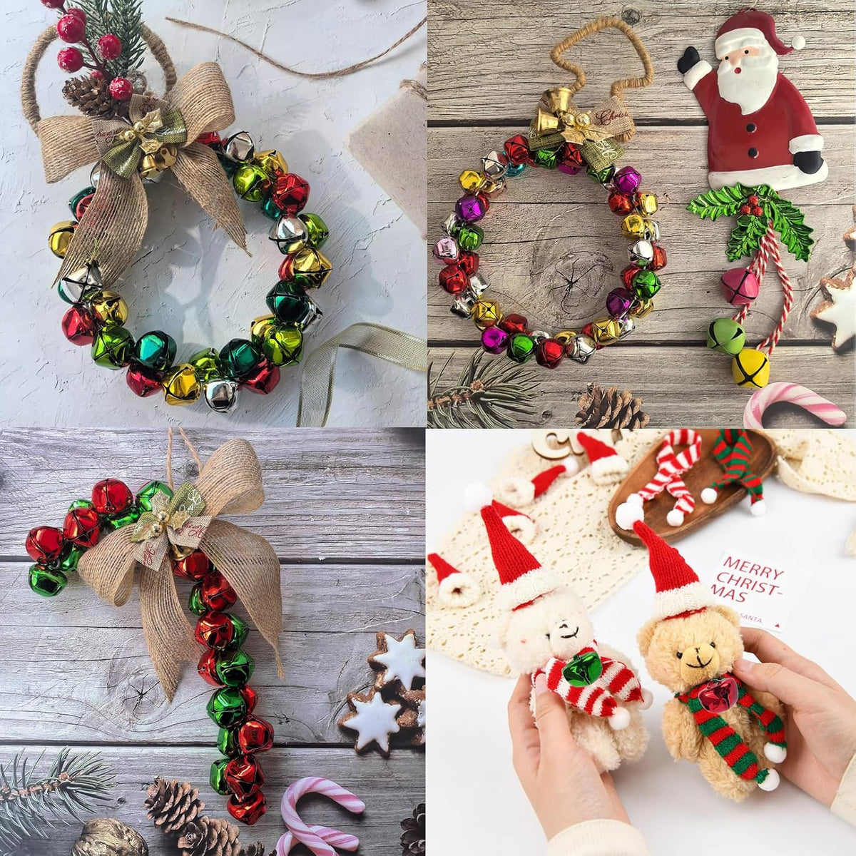 160PCS 0.6inch Jingle Bells for Crafts, Large Jingle Bells Christmas Jingle Bell, Cheerful Sound Craft Bells for Wreath, Holiday Home and Christmas Decoration, 8 Colors