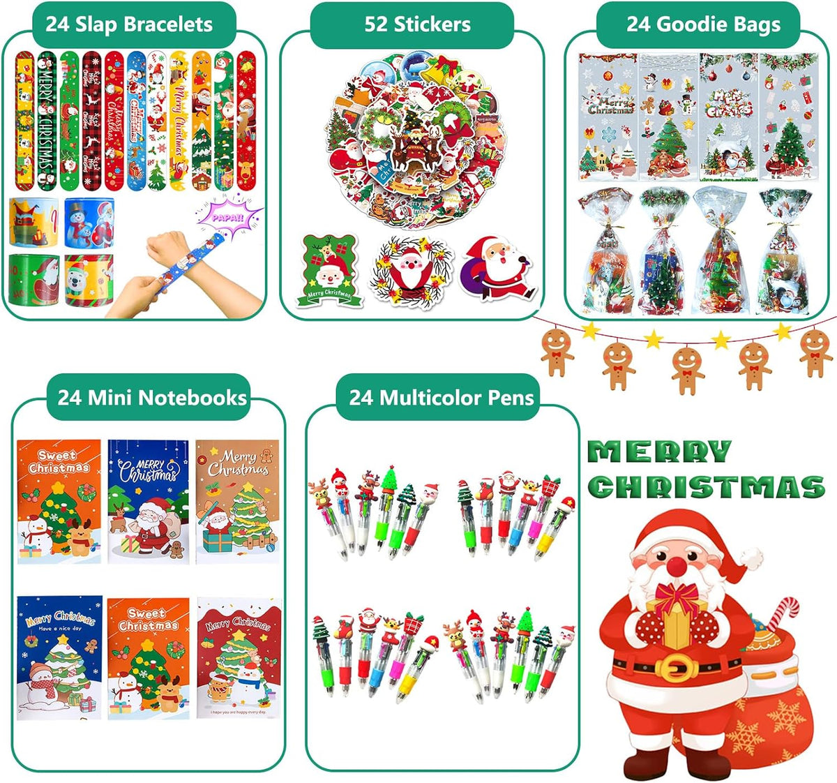 Christmas School Stationery Party Favors, 24 Pack Christmas Classroom Gifts
