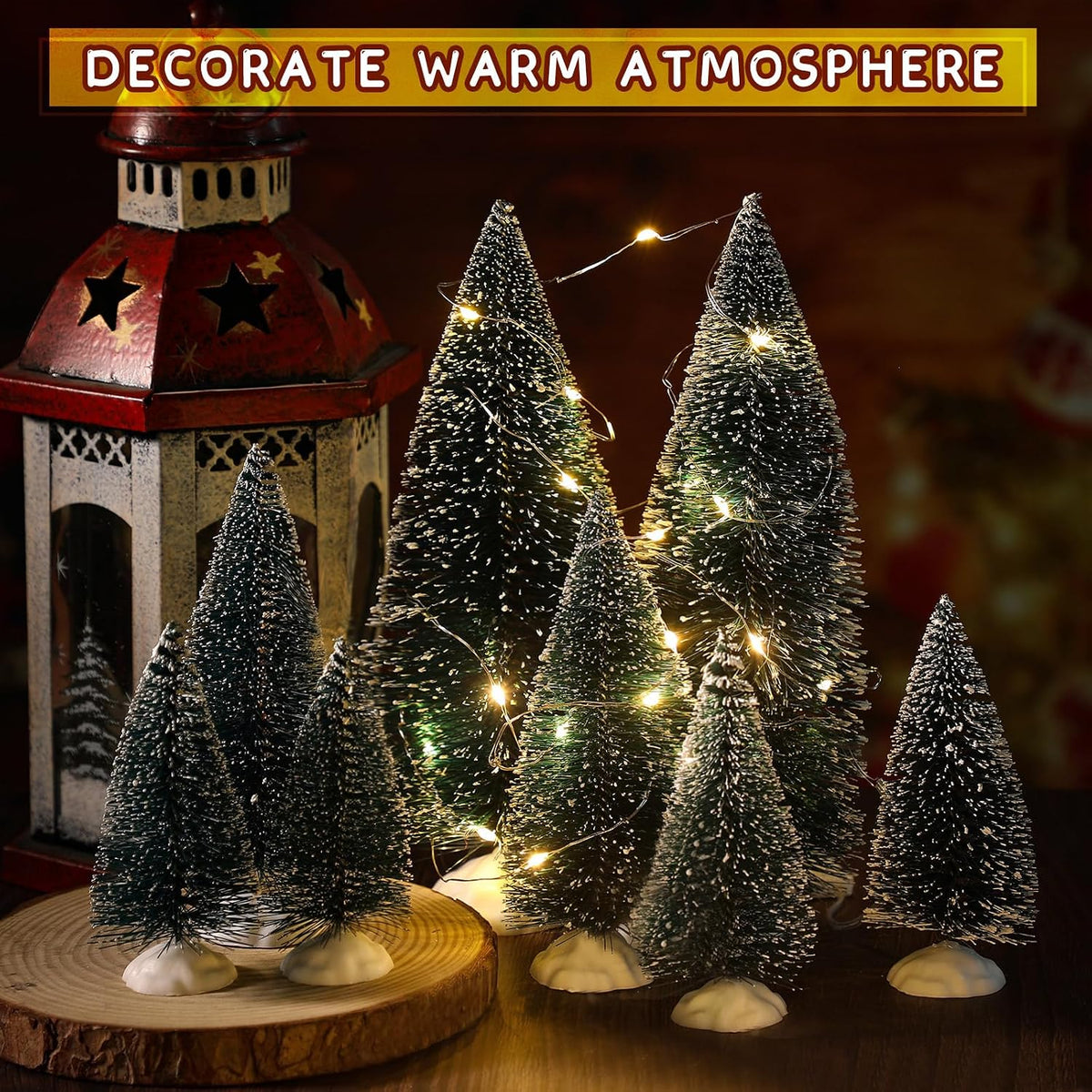 Crowye 80 Pcs Christmas Village Trees, Bottle Brush Christmas Trees
