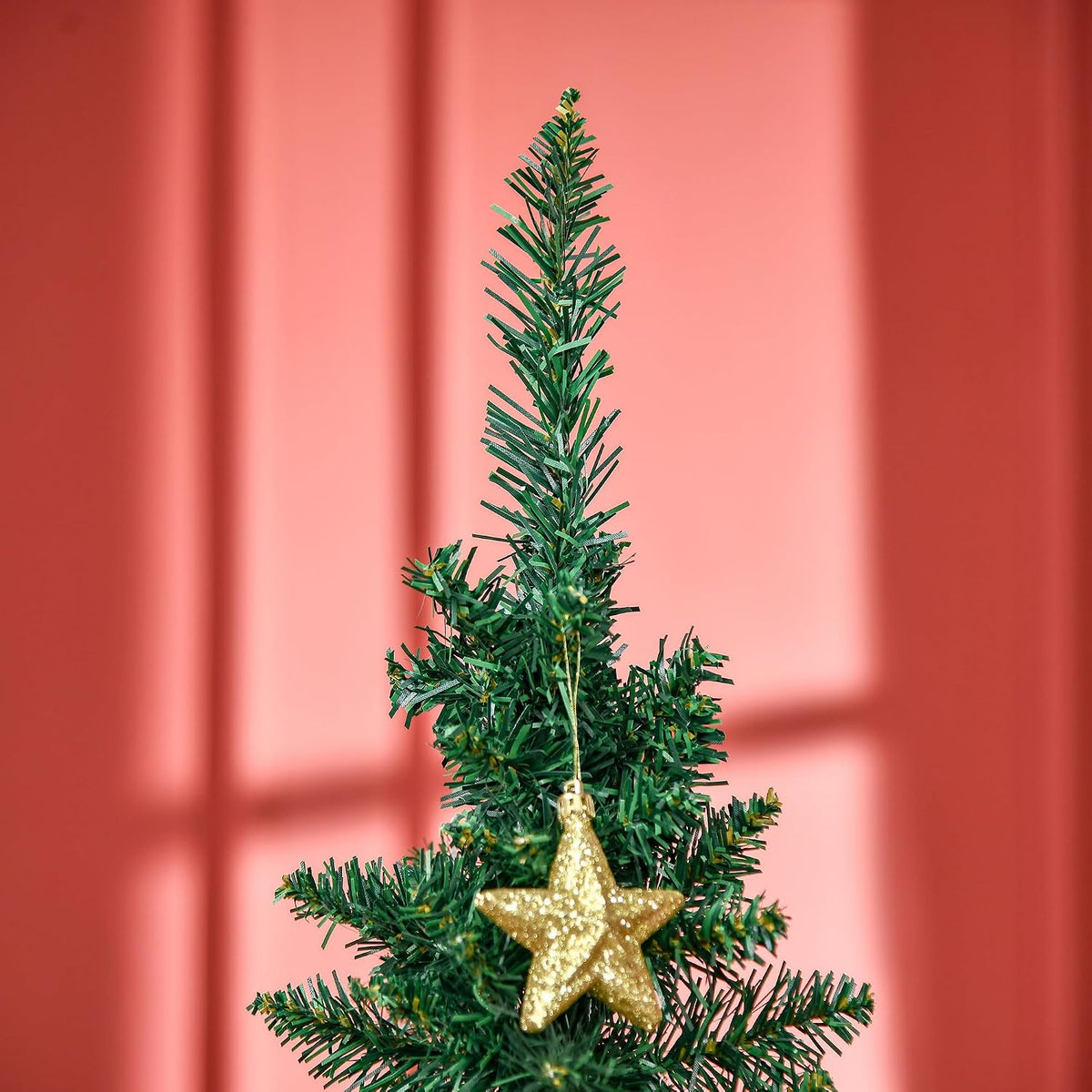 HOMCOM 6' Artificial Pencil Christmas Tree 390 Realistic Branch Tips Green