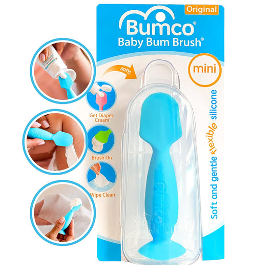 Mini Silicone Baby Diaper Cream Spatula with Case BPA-Free and Suction Cup Blue