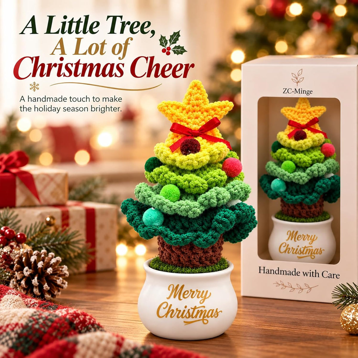 Crochet Christmas Tree Gifts for Women, Friends, Coworkers, Christmas Decor