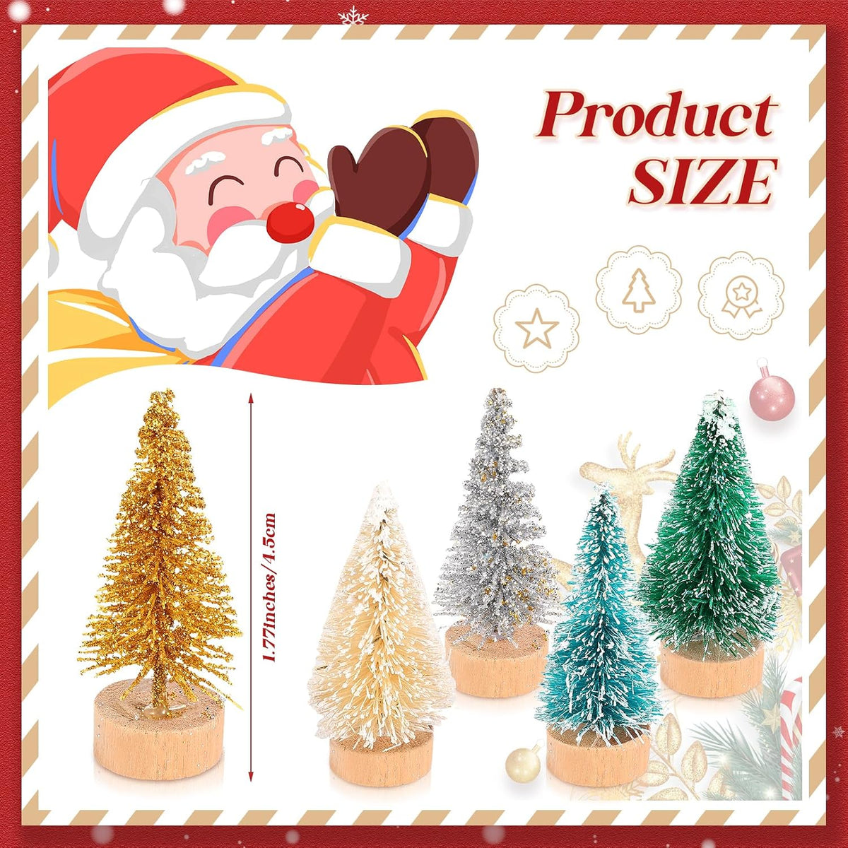 Crowye 100 Pcs Mini Christmas Tree with Wood Base, Multiple Colors