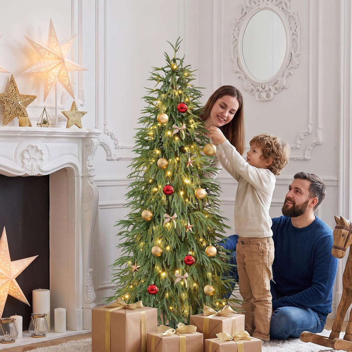 Ferrgoal 6FT Prelit Christmas Tree,Tall Xmas Tree with Lights