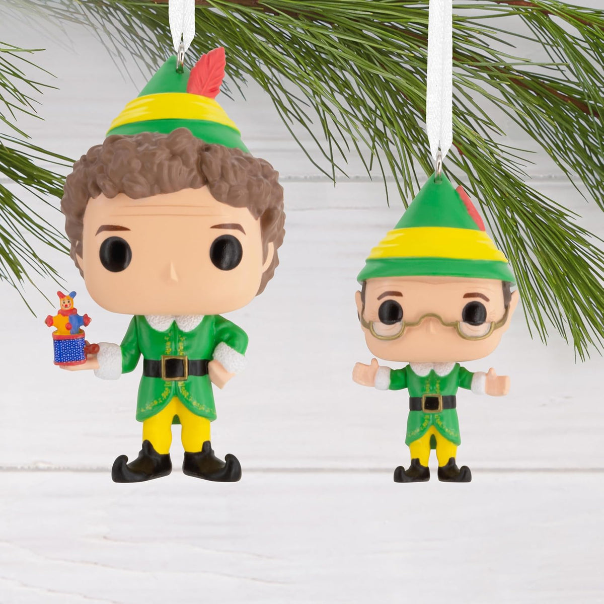 Hallmark Elf Buddy The Elf and Papa Elf Funko POP! Christmas Ornaments, Set of 2, Pop Culture Gifts