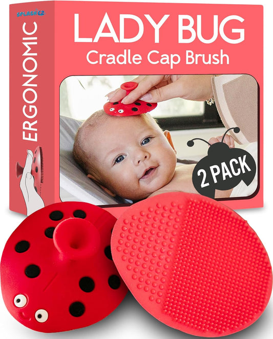 SplashEZ Cradle Cap Brush (2-Pack) Soft Food-Grade Silicone Infant Scalp Scrubber & Head Massager