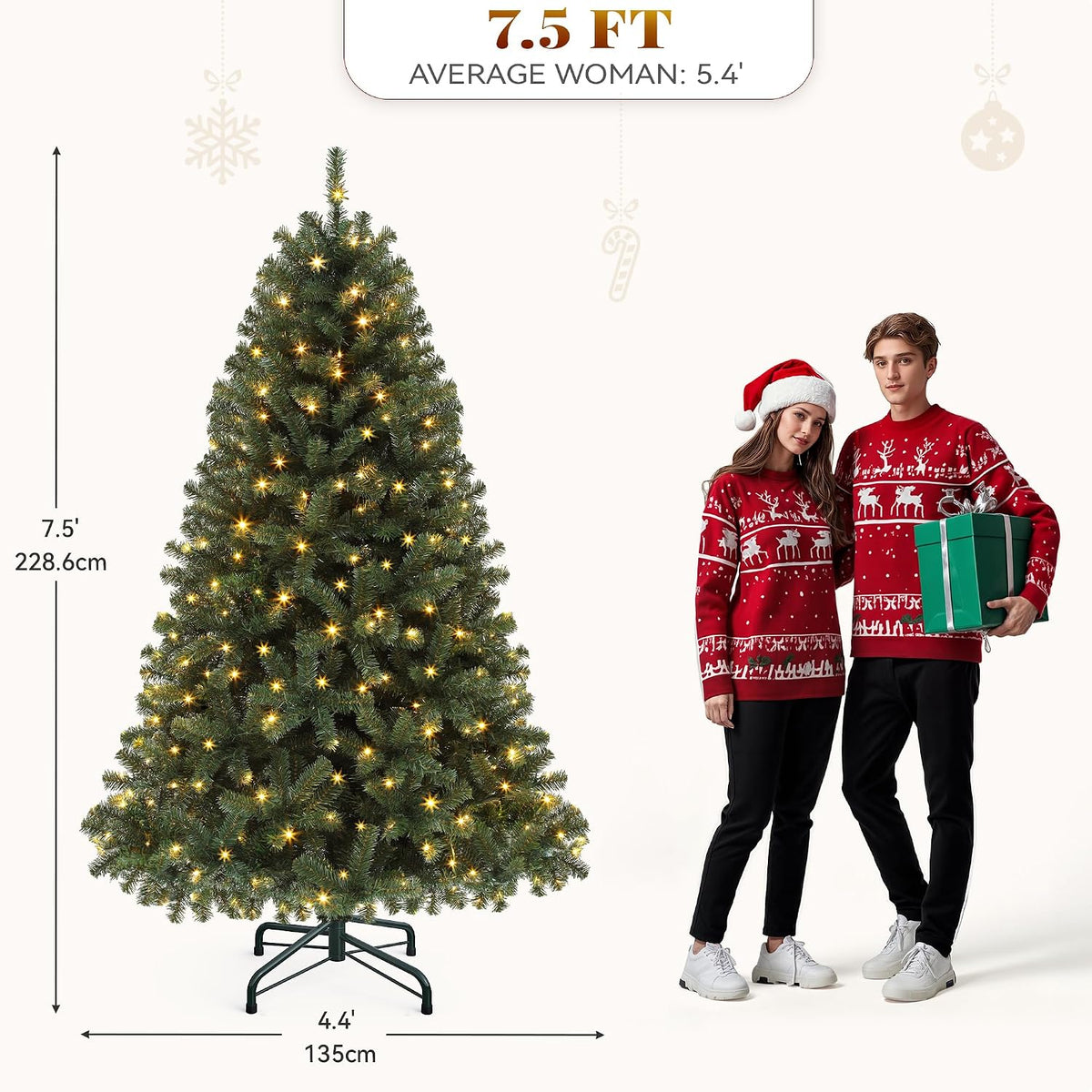 YITAHOME Prelit Green Christmas Tree 7.5ft with Remote