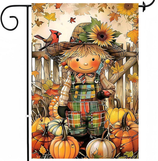 12×18 in Double-Sided Fall Garden Flag Scarecrow & Pumpkin Yard Décor | USA Decoration®