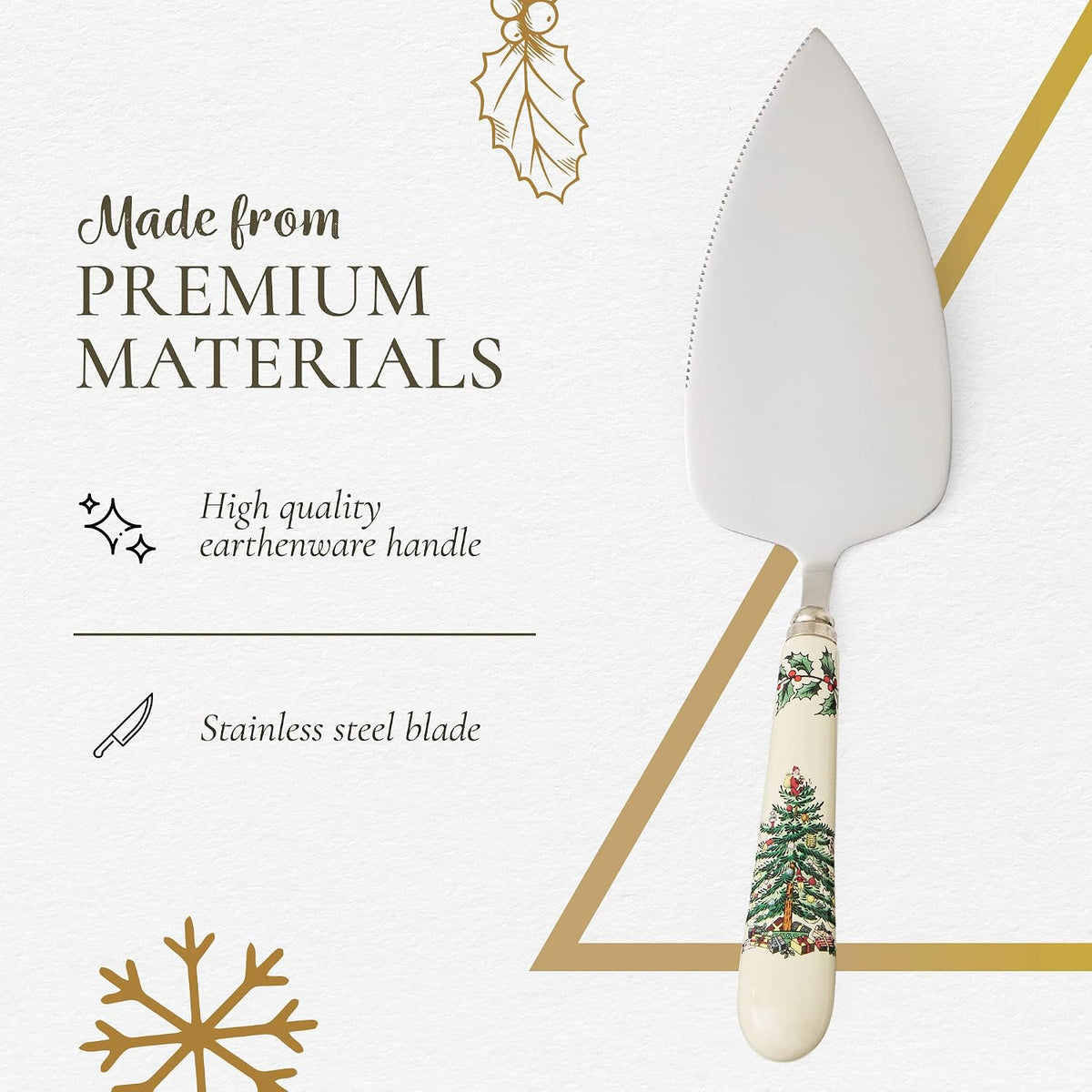 Spode Christmas Tree Stainless Steel Cake Server with Porcelain Handle