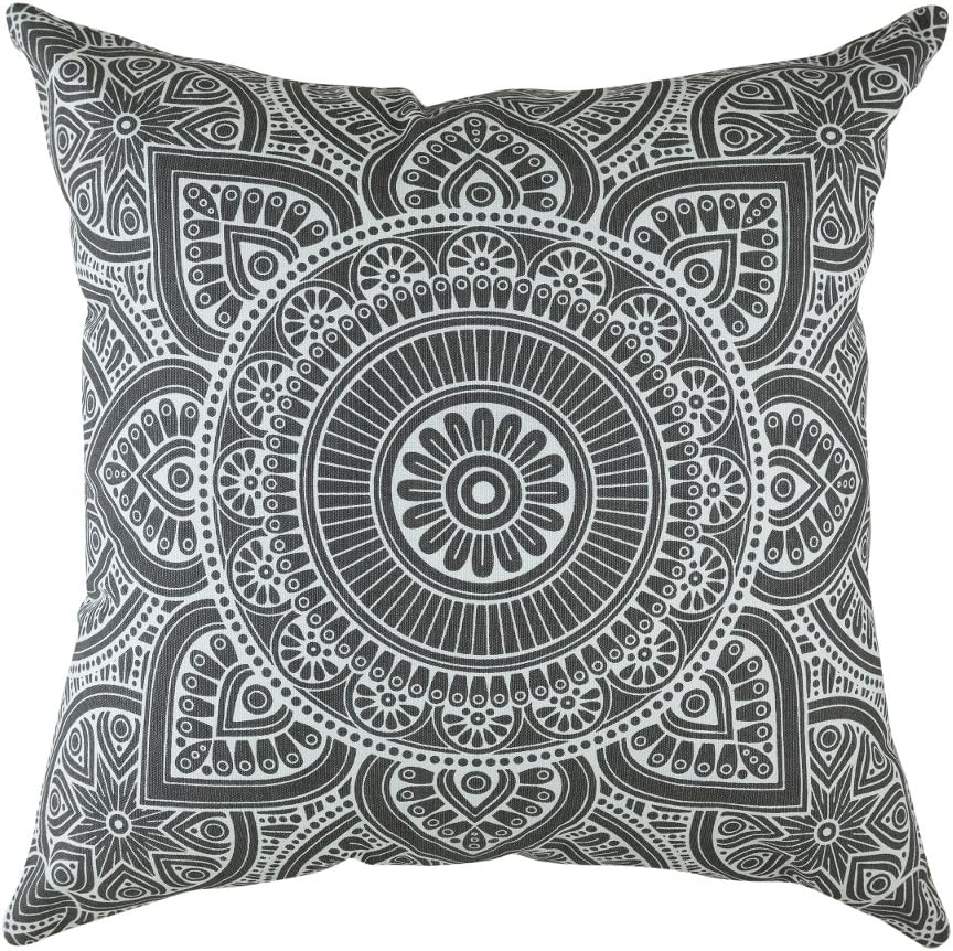 TreeWool 2-Pack Cotton Mandala Throw Pillow Covers (18" x 18" | Graphite)