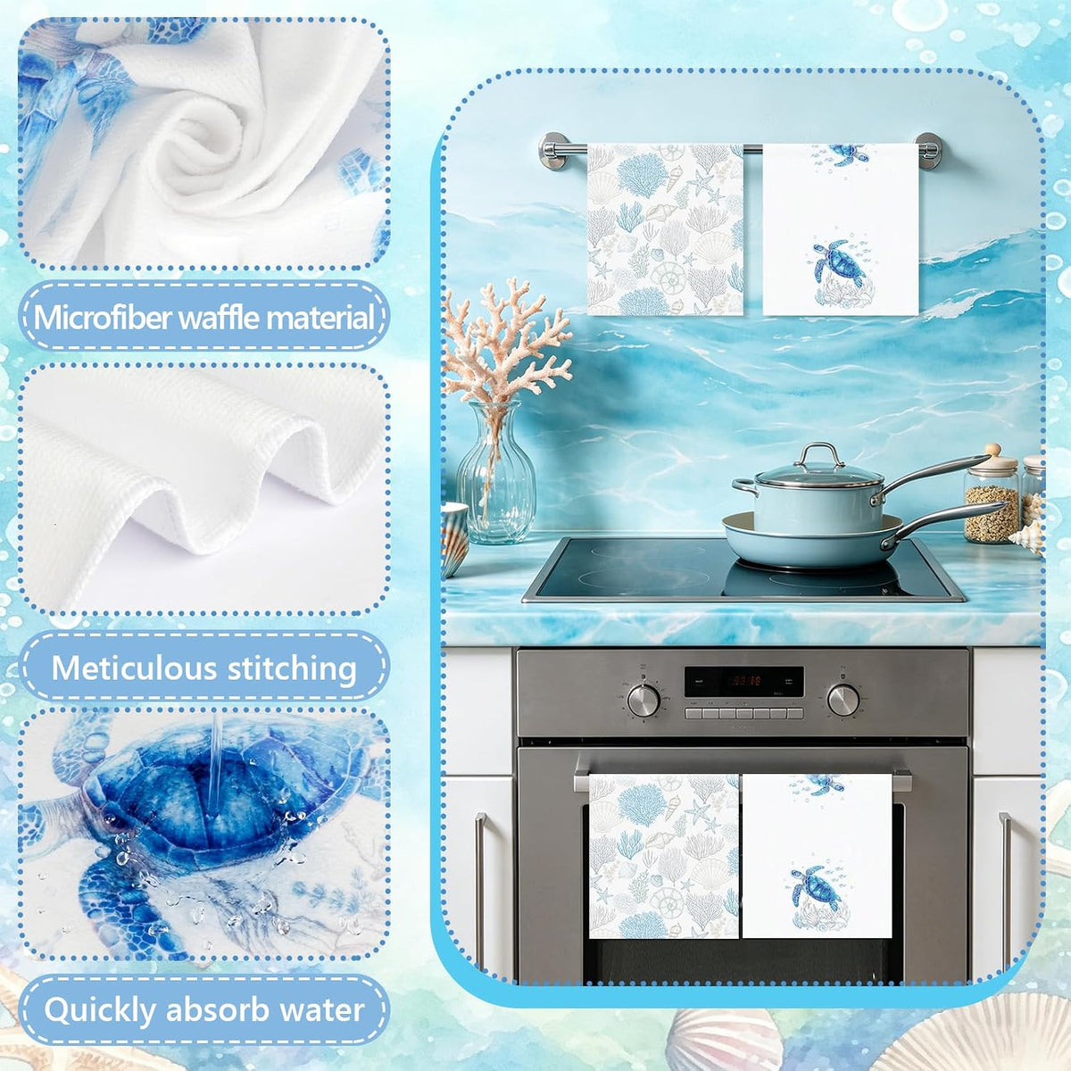 HUFAND 8 Pcs Sea Turtle Gifts for Women Kitchen Decor Cooking Utensils Set