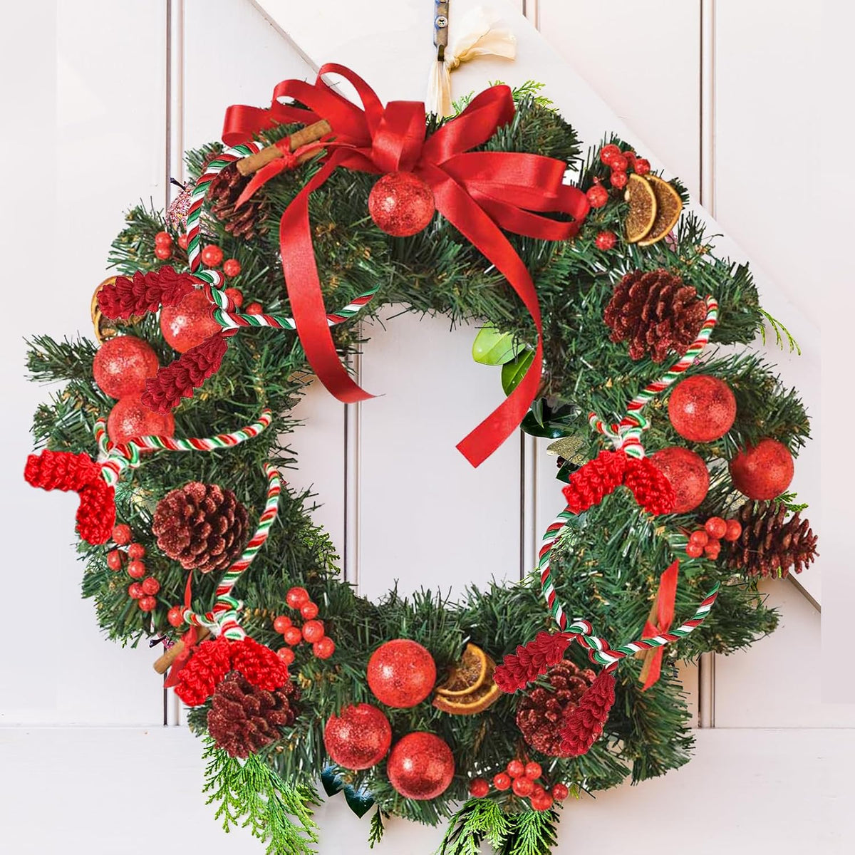 16pcs Green Red White Christmas Garland Twist Ties