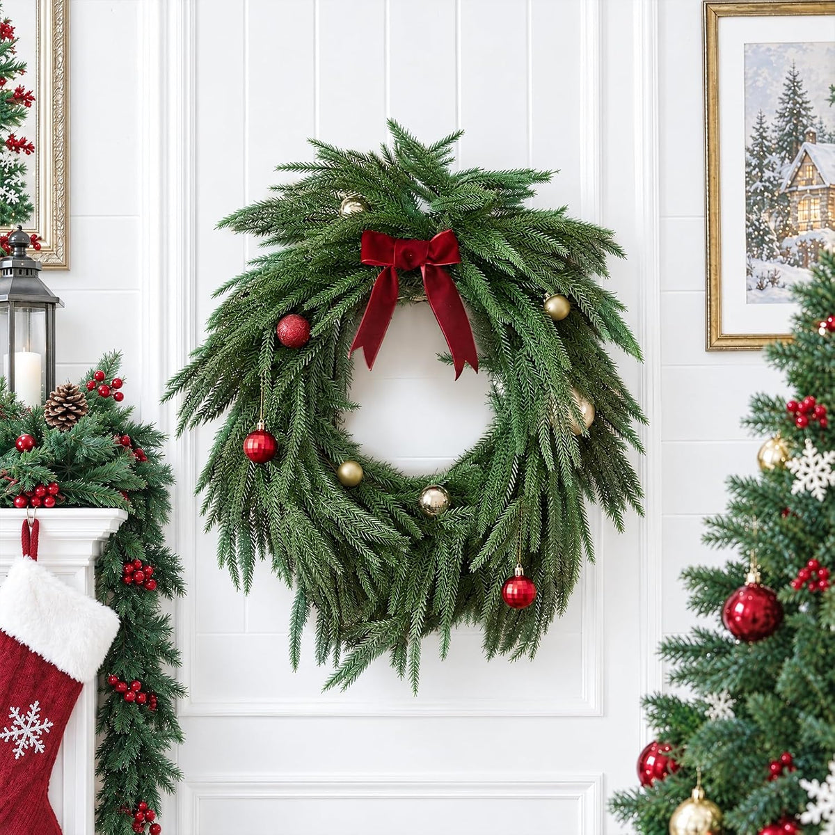 CLEANGOR 2Pcs 6FT Norfolk Pine Garlands for Christmas Decorations Indoor