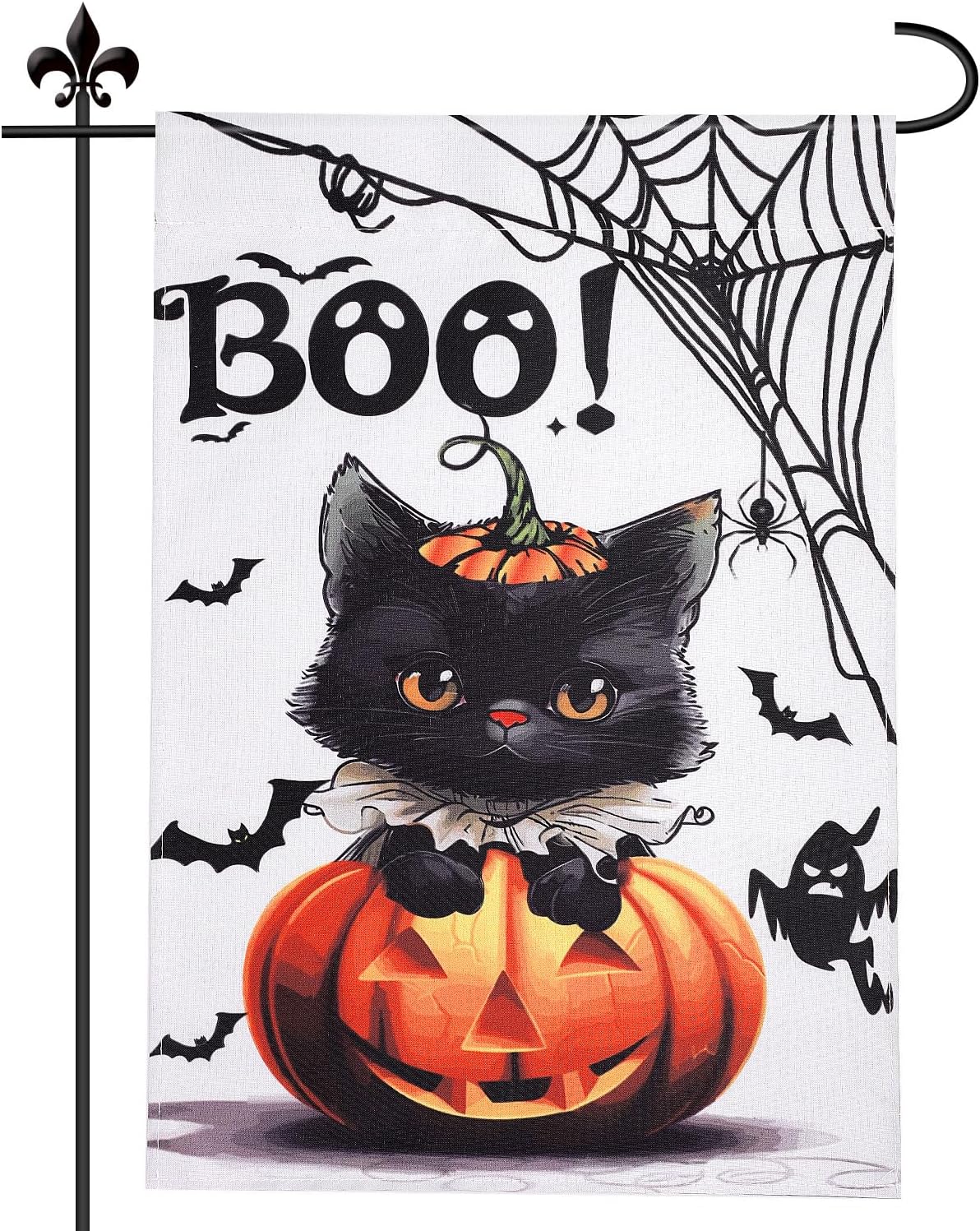 12×18 in Double-Sided Halloween Cat Garden Flag Pumpkin, Ghost & Witchy Design | USA Decoration®