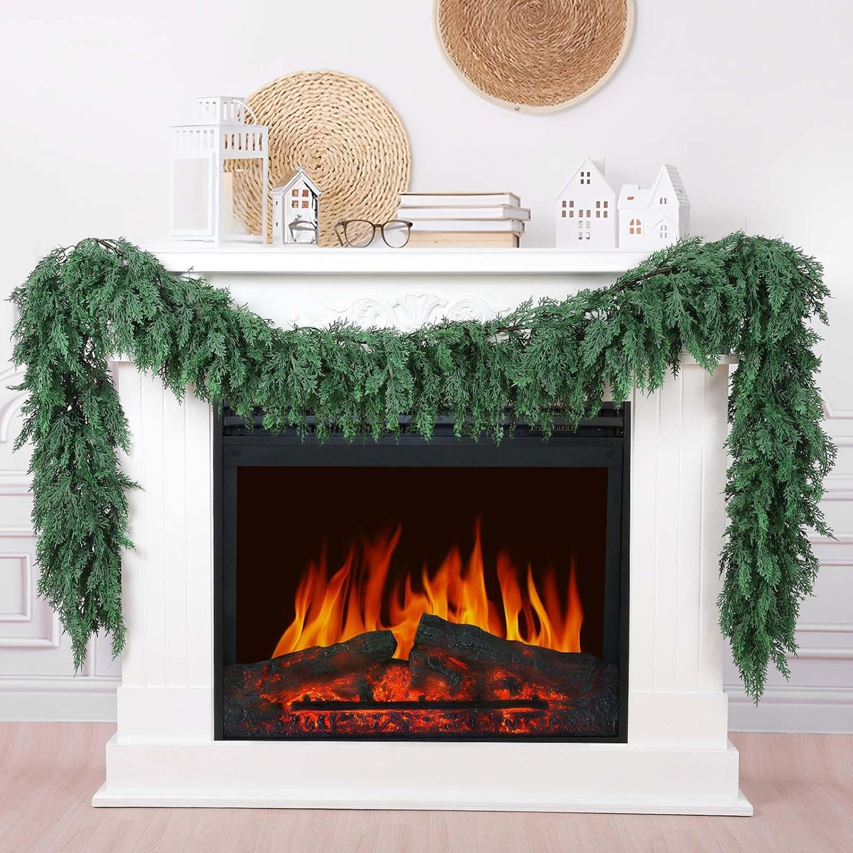Hananona 9 FT Christmas Garland, Real Touch Cedar Garlands, 1 Pcs