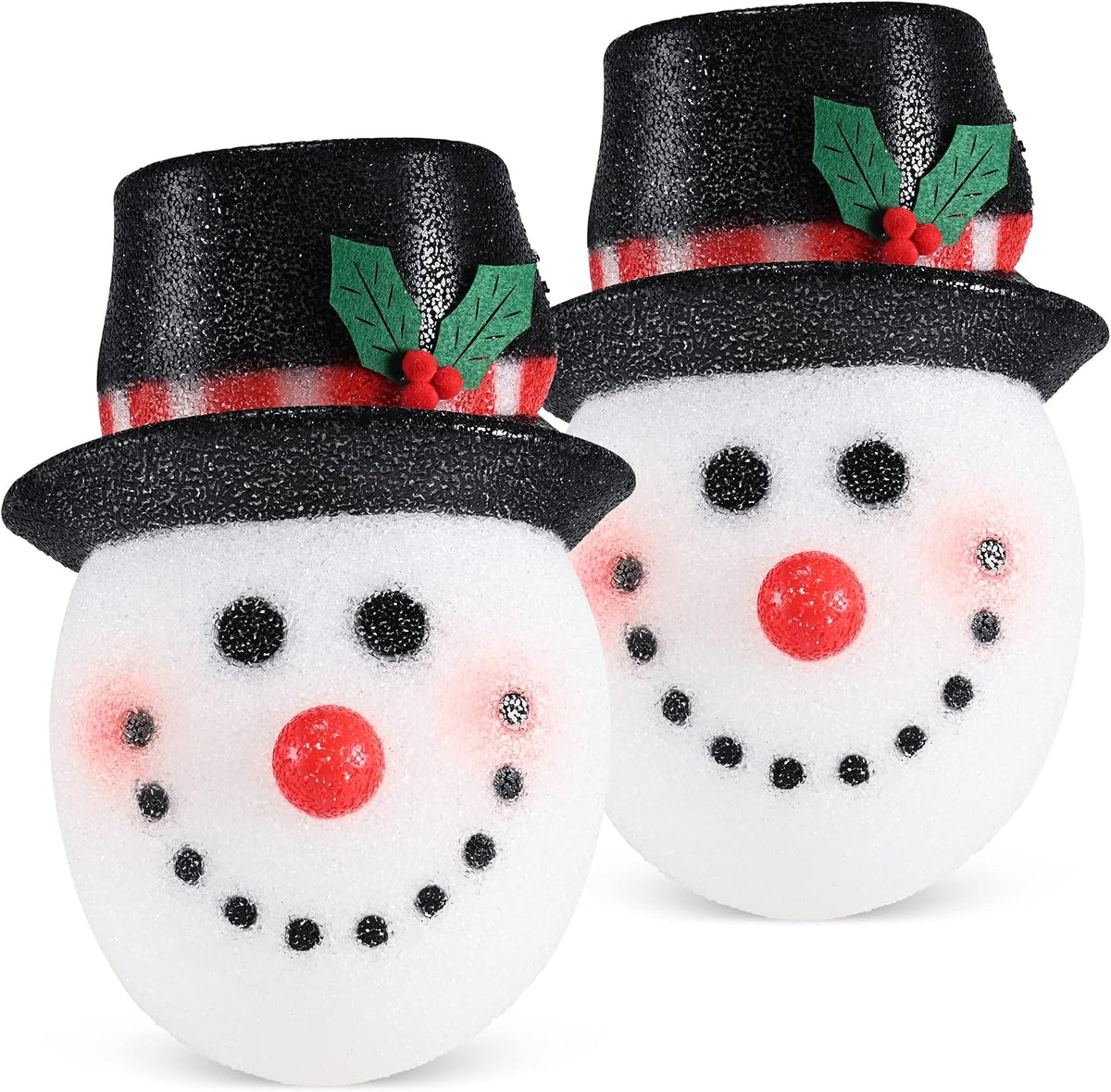 Snowman Head Porch Light Cover - 11" Lamp Christmas Holiday Decoration 2 Pk
