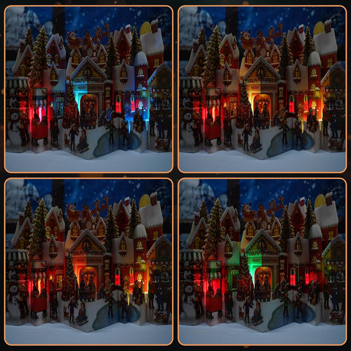 FaCraft Musical Christmas Cards, 3D Pop Up Town for Kids, Plays 3 Songs