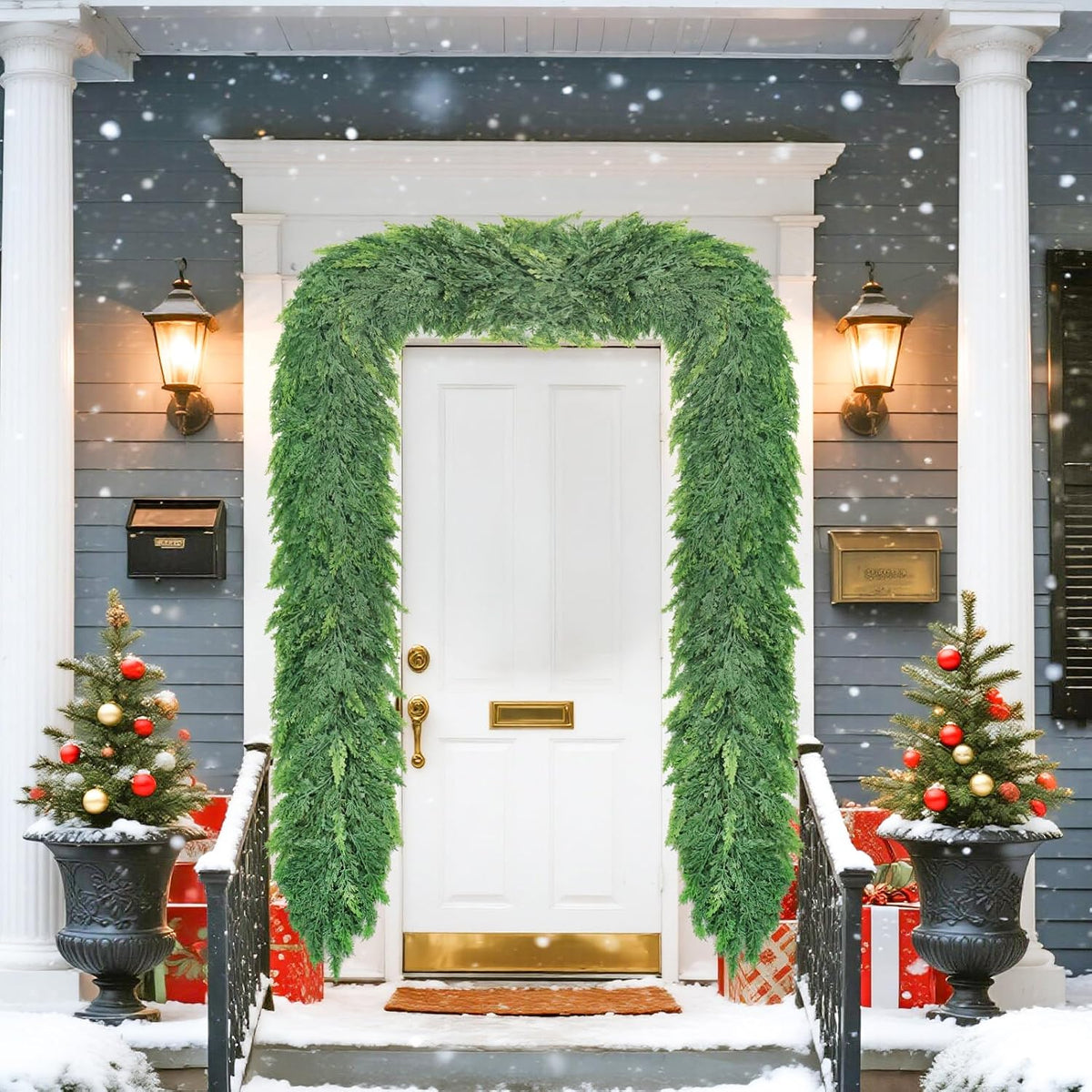 6ft Christmas Cedar Garland with Soft Thickness Pine,Thick and Lush,Artificial Green Faux Cedar Pine Garland for Christmas Winter Home Mantel Fireplace Holiday Party DÃ©cor (6FT)
