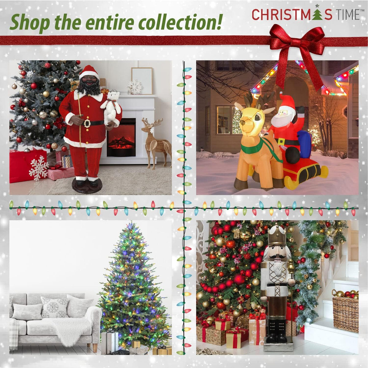 Christmas Time 6.5-Ft Silverado Pine White Flocked Slim Christmas Tree with Metal Stand, No Lights