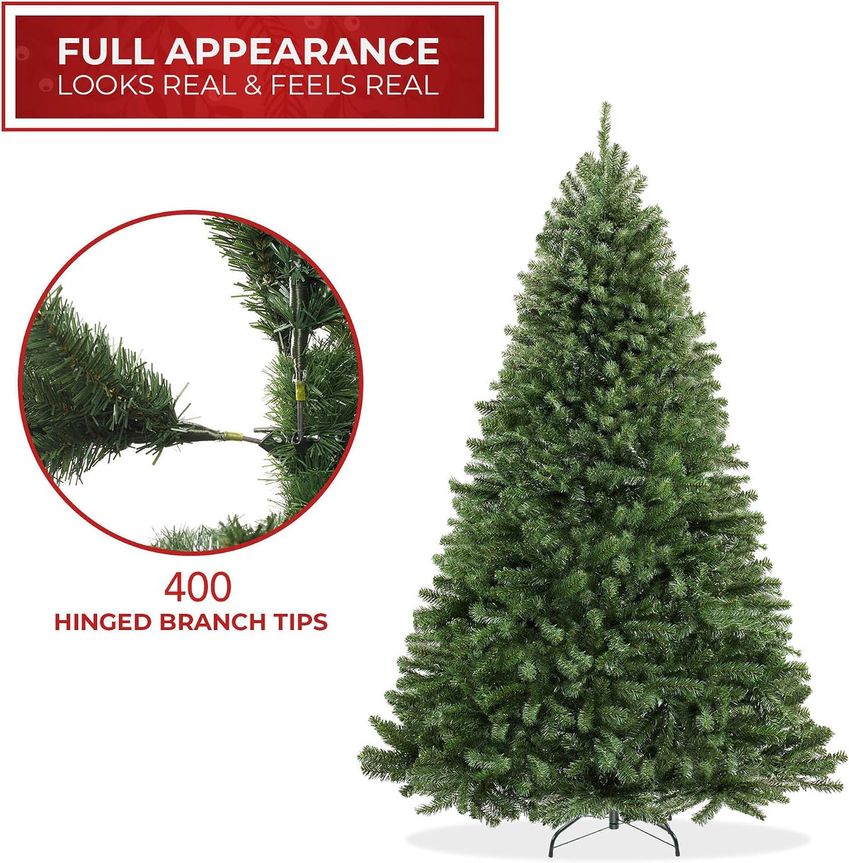 Casafield 4.5FT Realistic Green Spruce Unlit Artificial Holiday Christmas Tree with Sturdy Metal Stand
