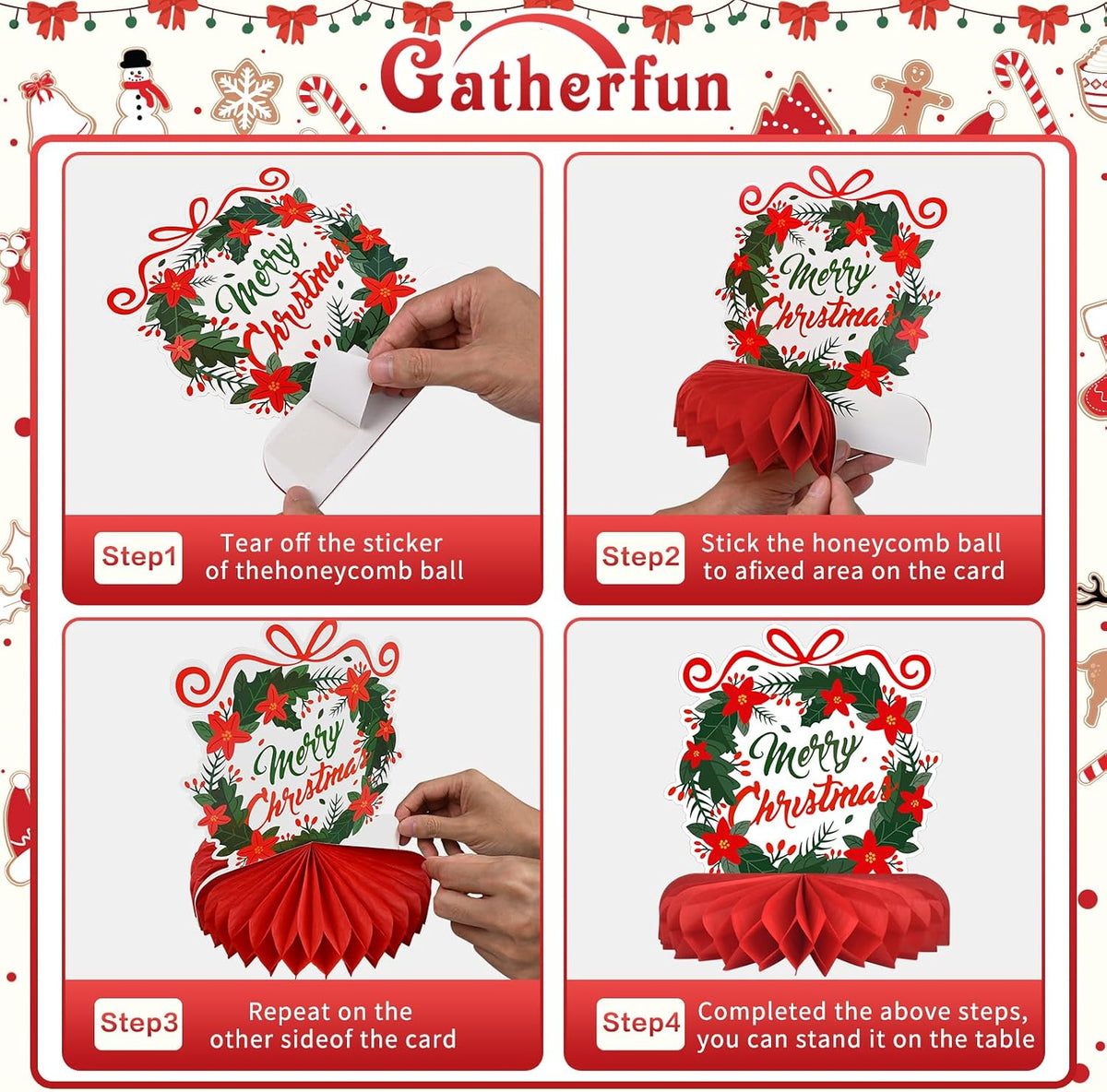 Merry Christmas Party Decorations Bundle - Includes Festive Christmas Honeycomb Centerpieces ï¼ŒSanta Claus Snowman Table Toppers, Perfect for Classroom Decor, Christmas & Winter Birthday Party Supplies