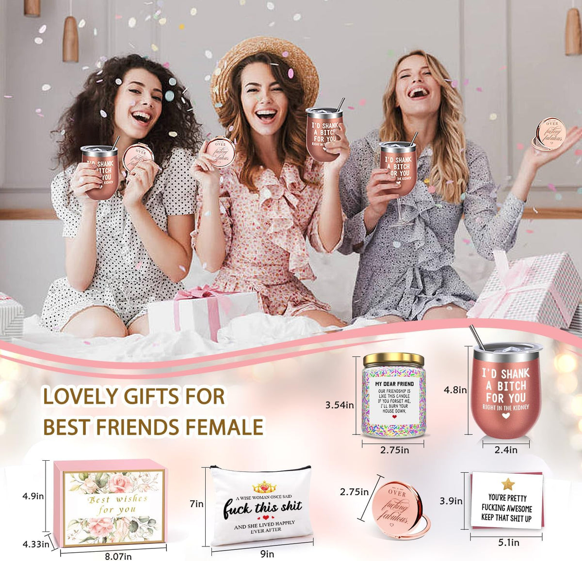 Birthday Gifts for Women Best Friends, Friendship Gifts for Women BFF Female Friends Sister Gift from Sister Lavender Scented Candles Christmas Basket