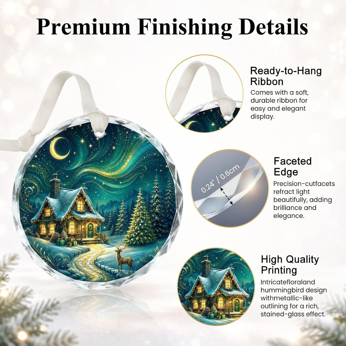 Starry Night Christmas Ornaments 2026, Glass Northern Lights Ornament