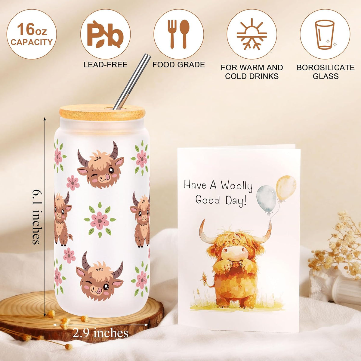 Highland Cow Gifts for Women, Highland Cow Decor, Cute Birthday Christmas Gift for Cows Lovers