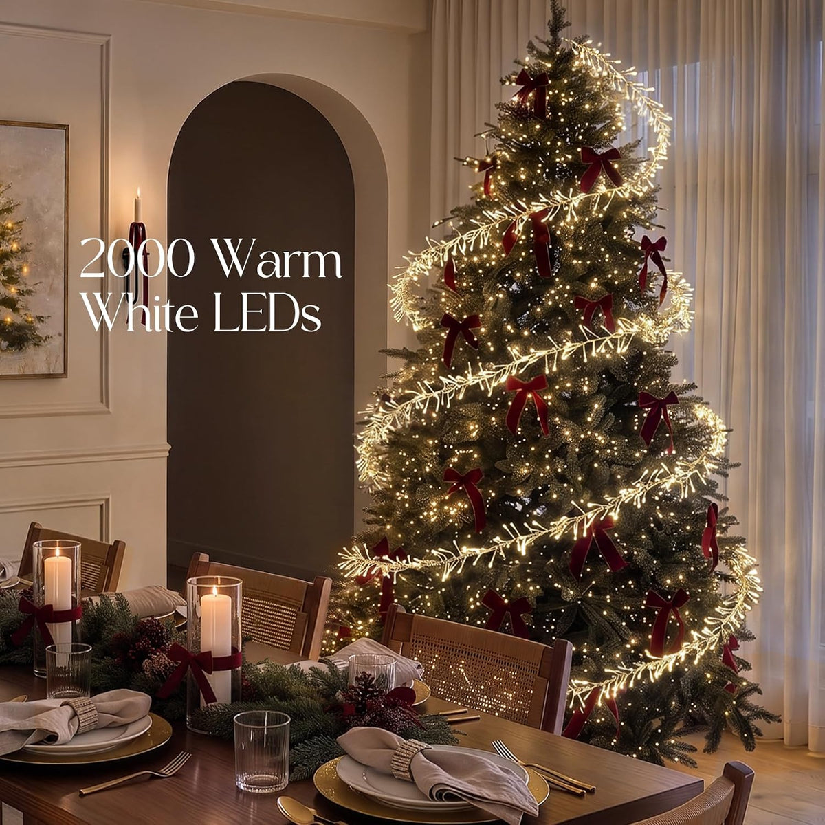 Christmas Decorations - 2000 LED 60ft Floating Spiral Christmas Tree Lights