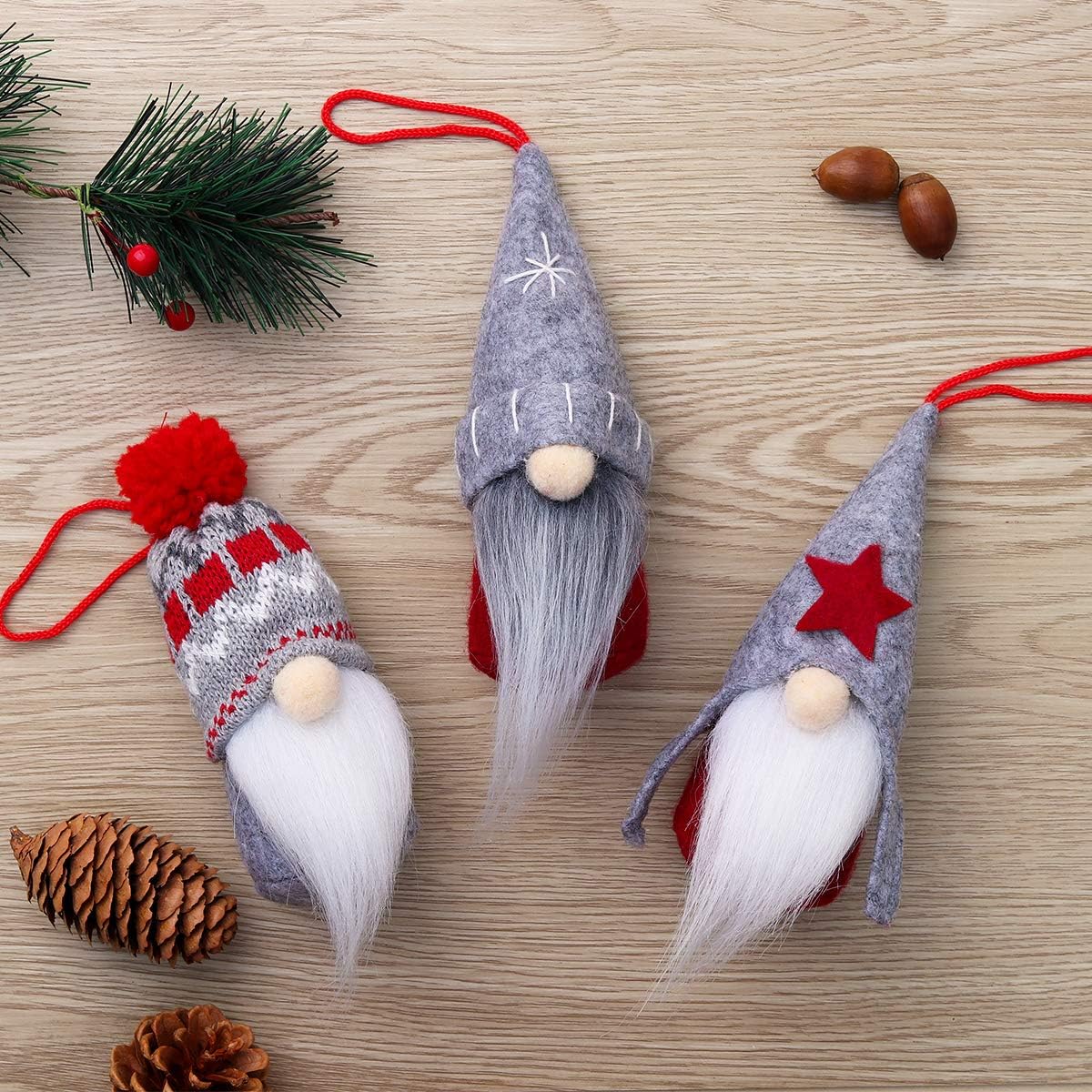 D-FantiX Gnome Christmas Ornaments Set of 6, Handmade Swedish Tomte Gnomes Decorative Ornaments Plush Christmas Decorations Tree Hanging Scandinavian Santa Elf Home Table Decor 2026
