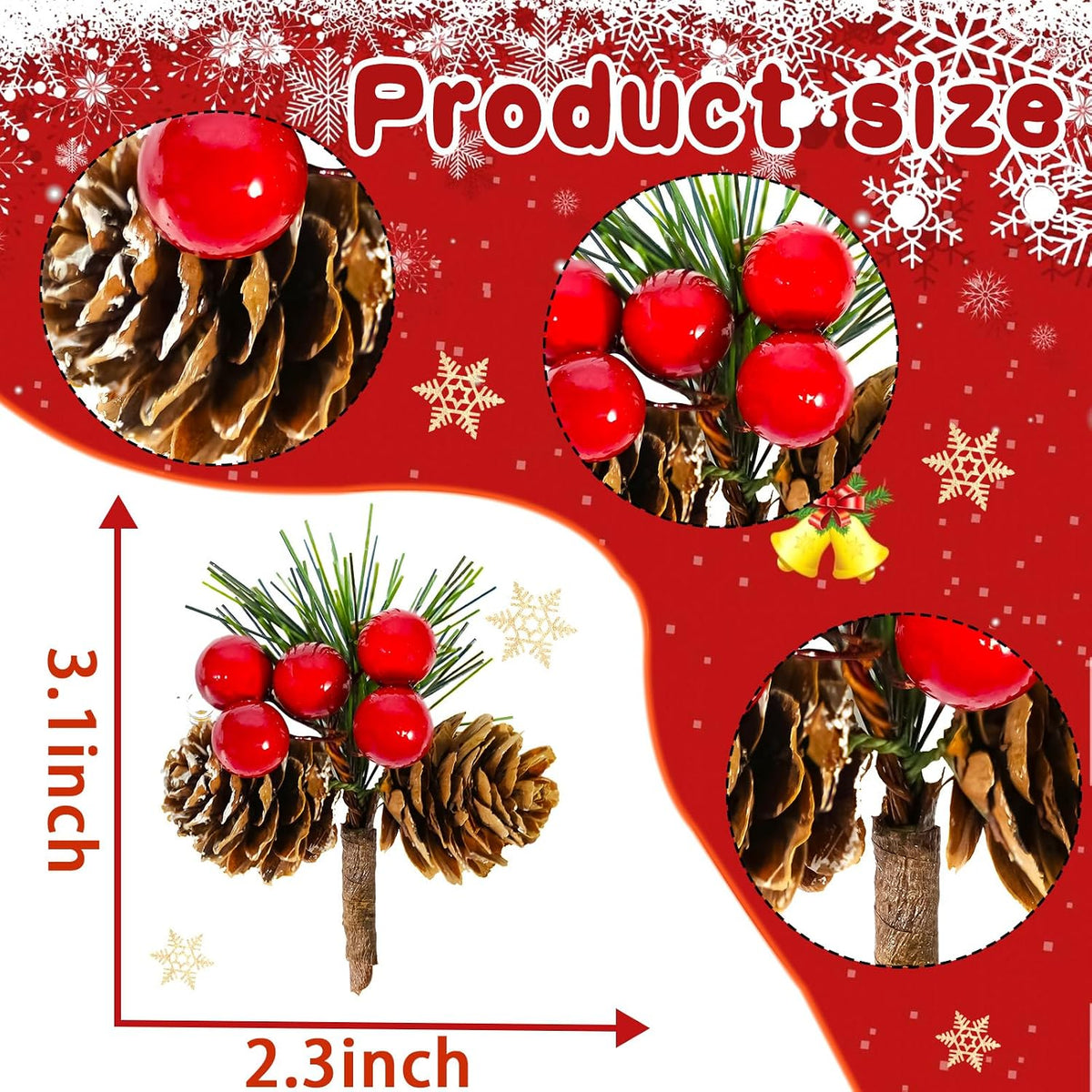 Wowagoga 30 PCS Faux Mini Snowy Pine Picks