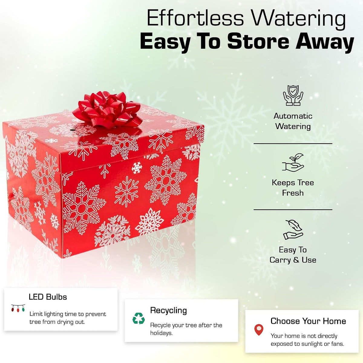Automatic Christmas Tree Watering System Device, Santaâ€™s Tree Helper Keeps Your Christmas Tree Healthy and Fresh, Refillable 2.5 gallons Capacity Box - Red/Snowflakes