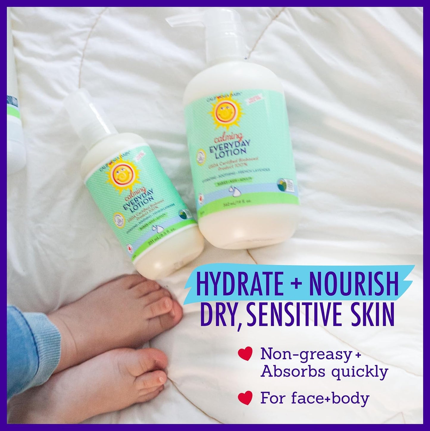 Calming Plant Based Baby Lotion Lavender Face Body Moisturizer 8.5oz