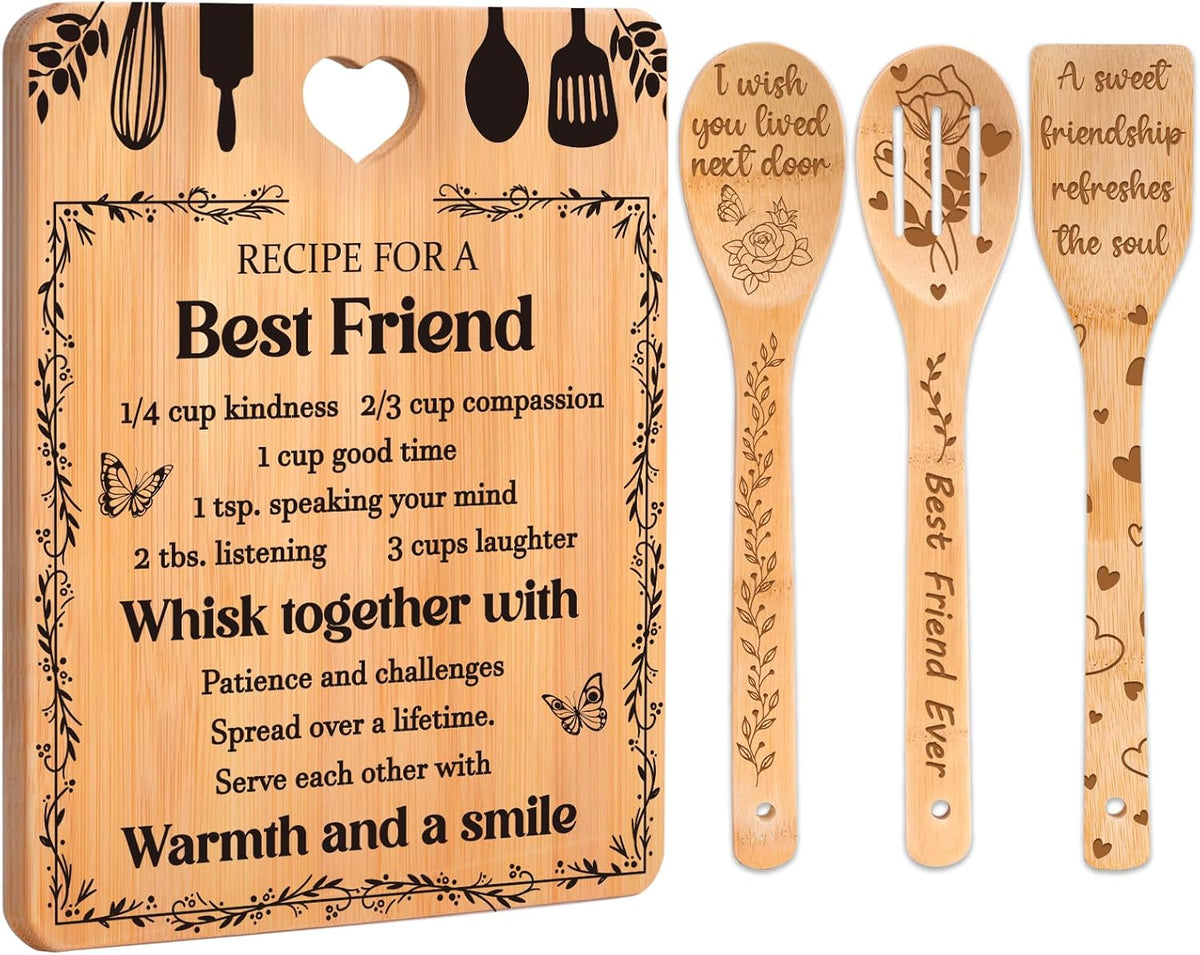 Best Friend Birthday Gifts for Women - Bamboo Cutting Board Set