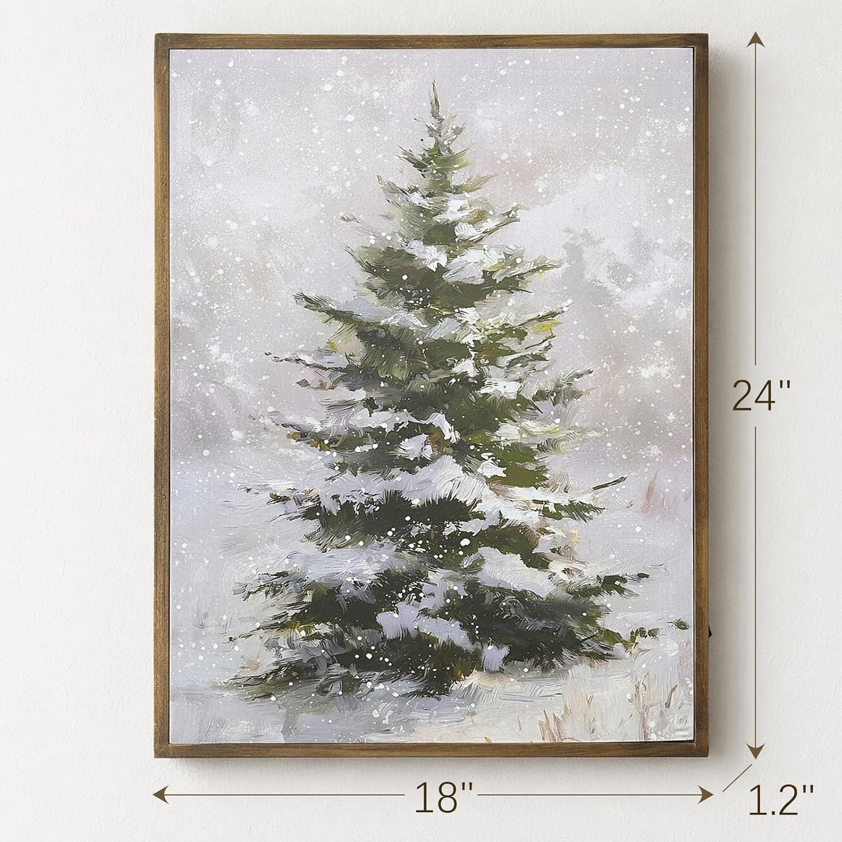 Christmas Decorations-18â€œ x 24" Lighted Framed Snowy Tree Canvas Wall Decor