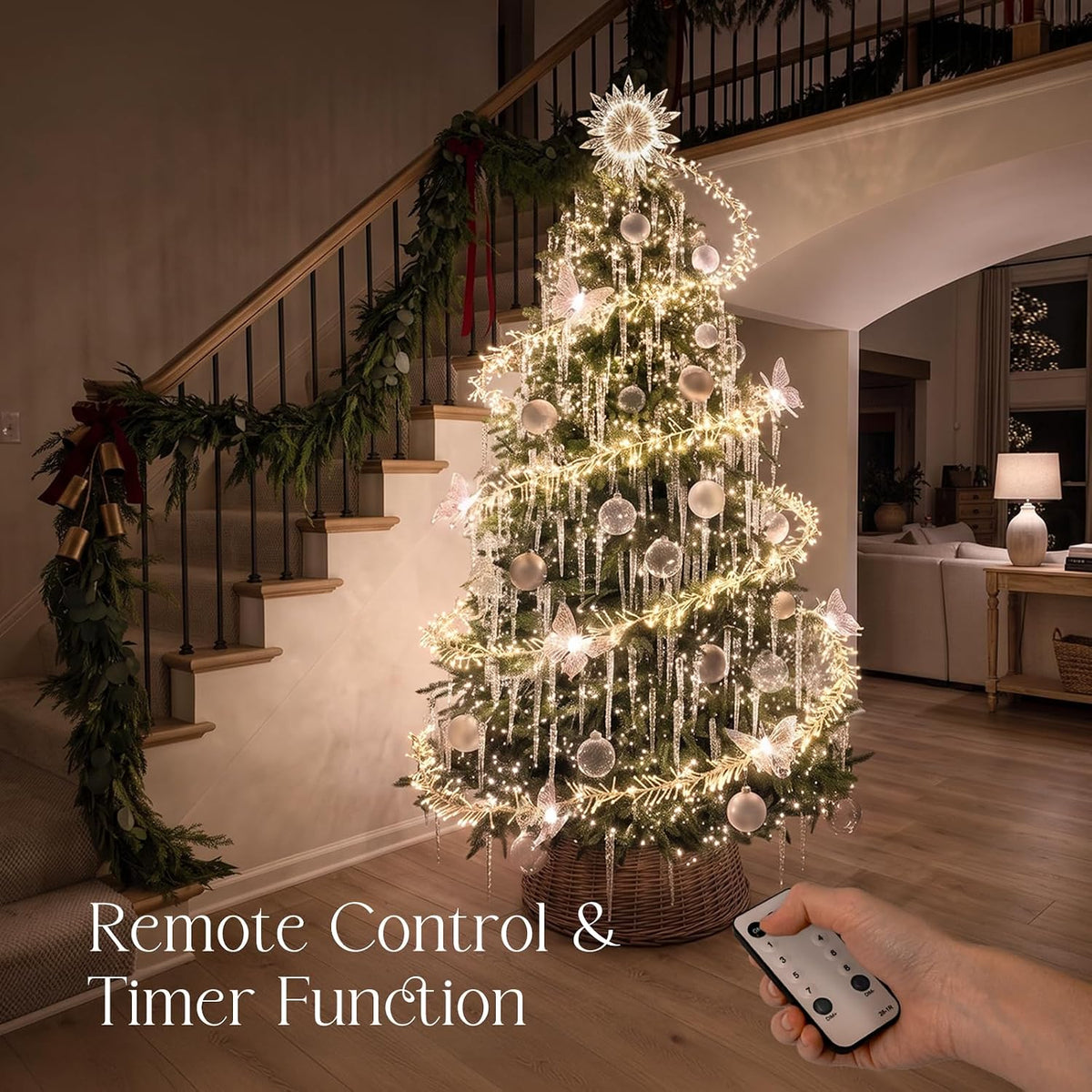 Christmas Decorations - 2000 LED 60ft Floating Spiral Christmas Tree Lights