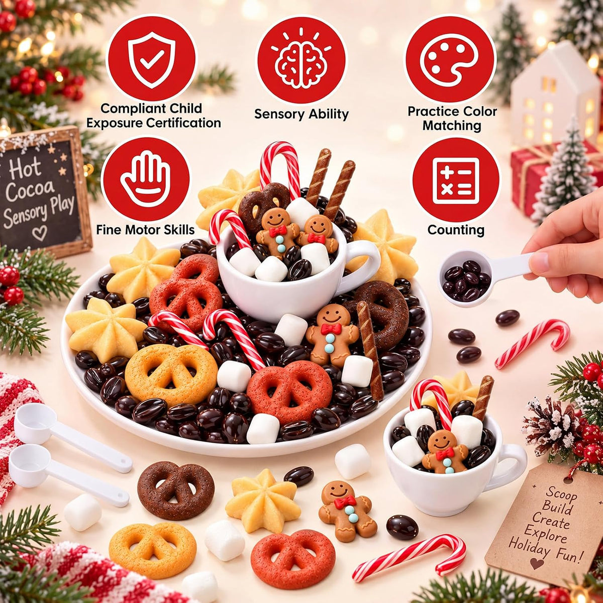 266 Pcs Hot Cocoa Christmas Sensory Bin Items Winter Sensory Toys