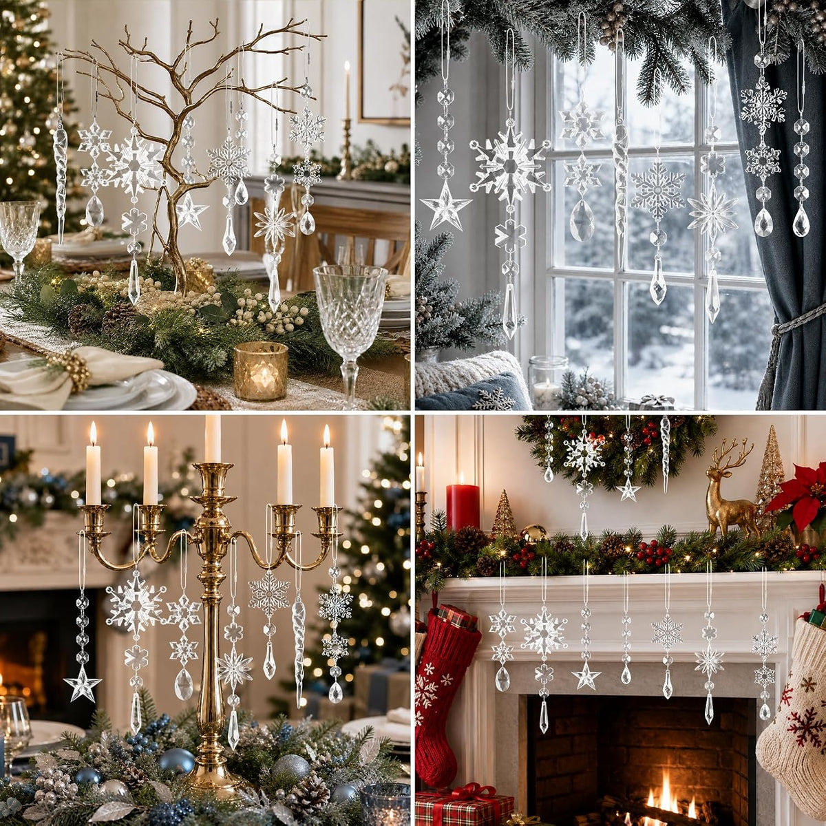 Crystal Ornaments for Christmas Tree Winter Wonderland Decorations