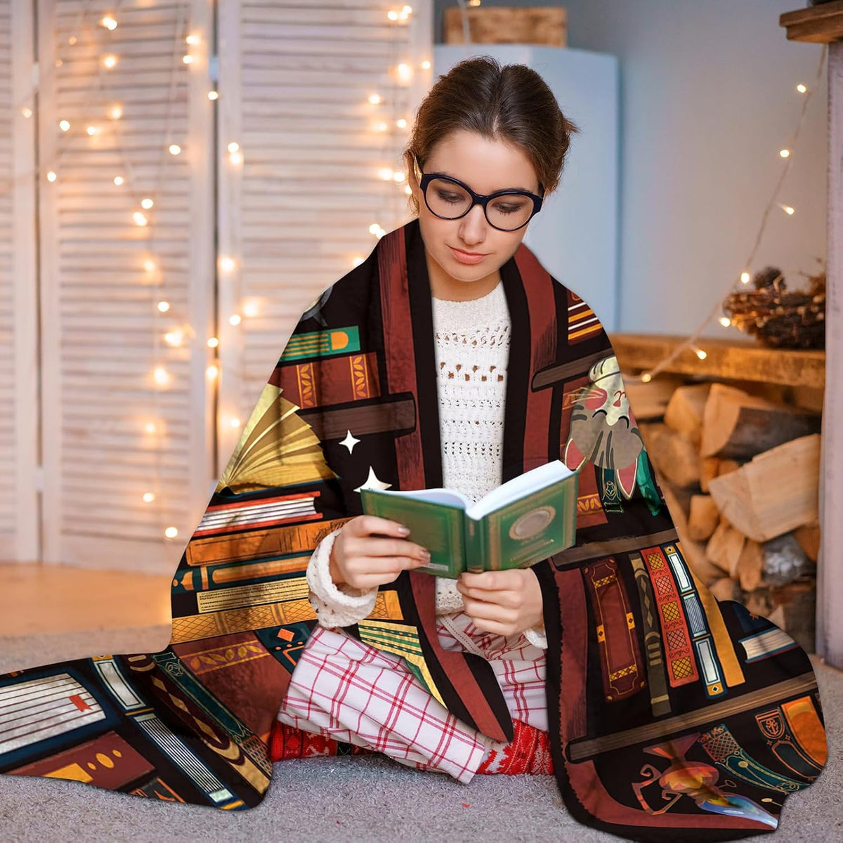 Book Lovers Gifts for Women, Librarian Gifts for Reader, Bookshelf Blanket Gifts for Reading Lover Bookish Reader, Gift on Christmas Birthday Graduation, Reading Blanket, 50"X60"