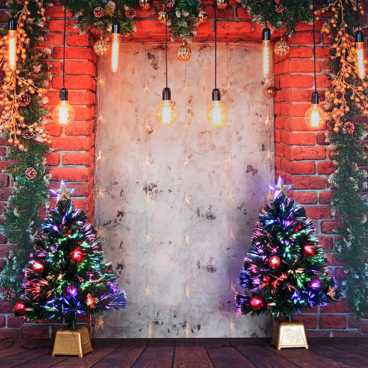24 Inch Green Fiber Optic Christmas Tree, Prelit Artificial Tabletop Christmas Tree, Star, Butterfly and Ball Ornaments for Best Holiday Home Decorations, 2 Foot