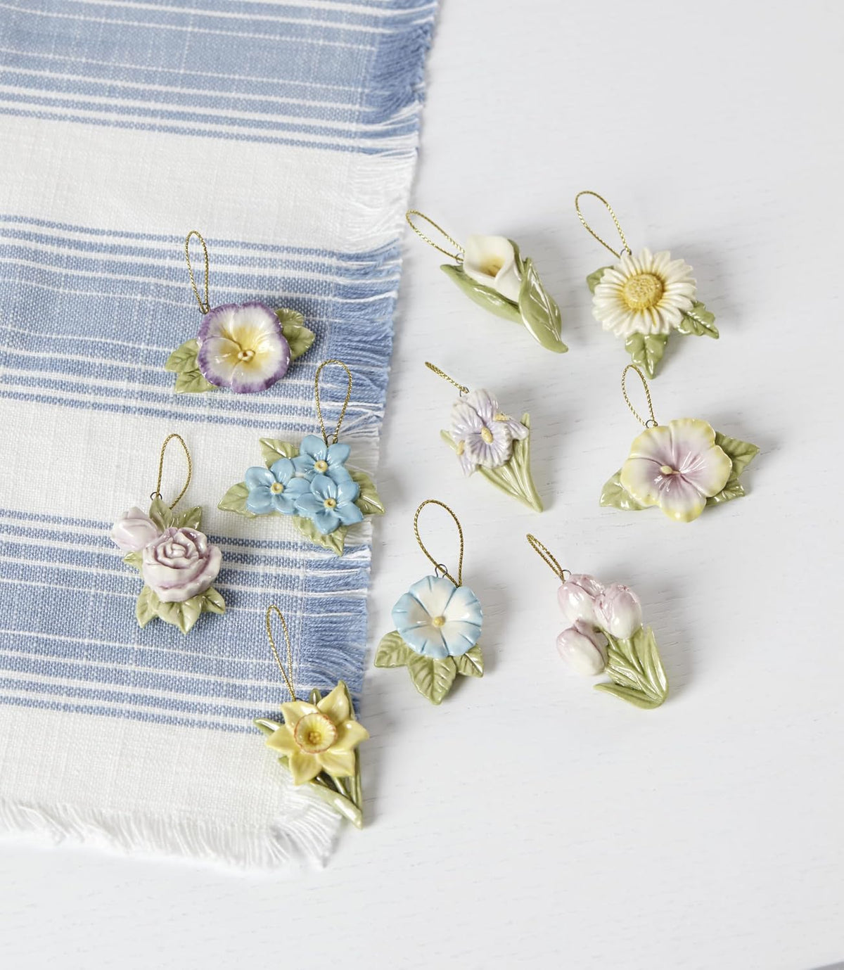 Lenox Celebrate Flowers 10-Piece Mini Hanging Ornament Set
