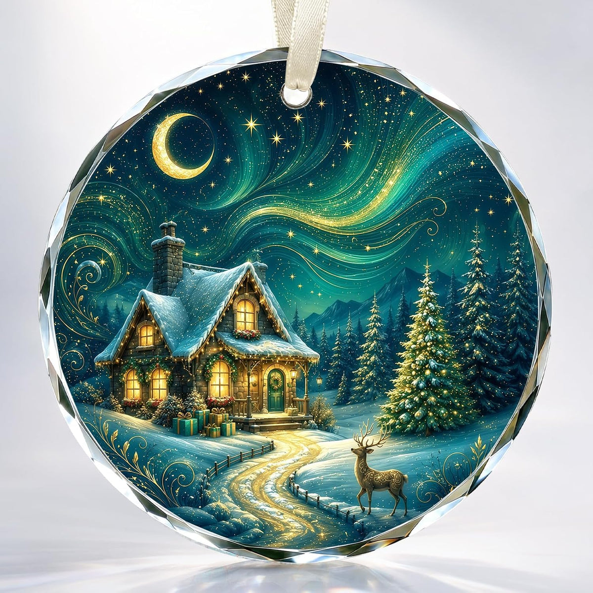 Starry Night Christmas Ornaments 2026, Glass Northern Lights Ornament