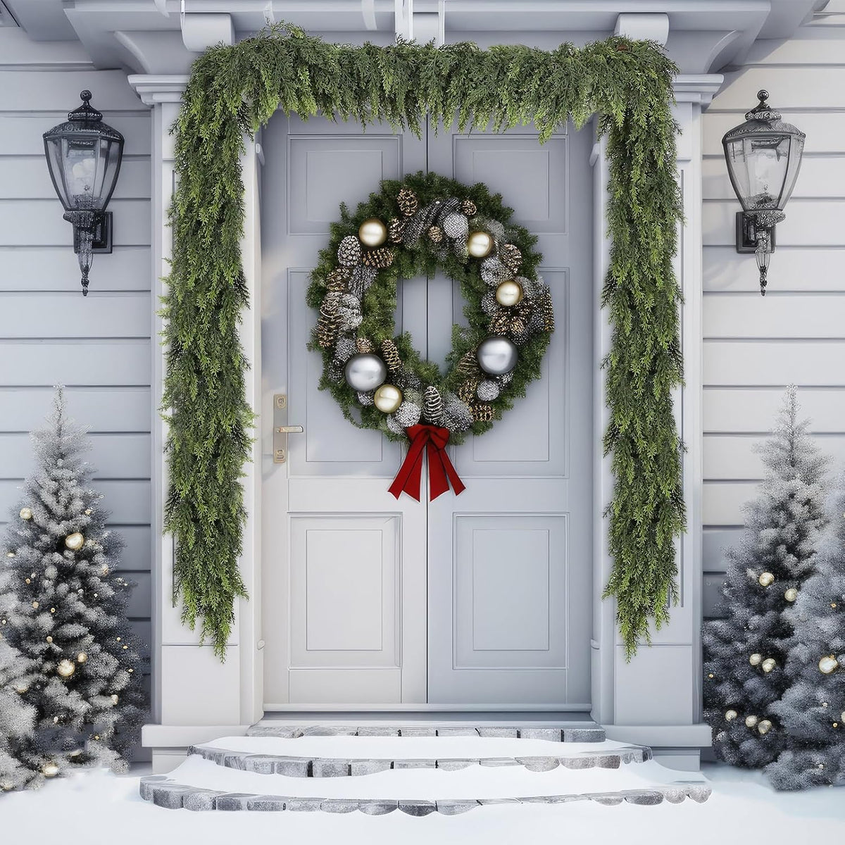 Waydress 1 Pcs 12 ft Christmas Cedar Realistic Garland Mantel Decor