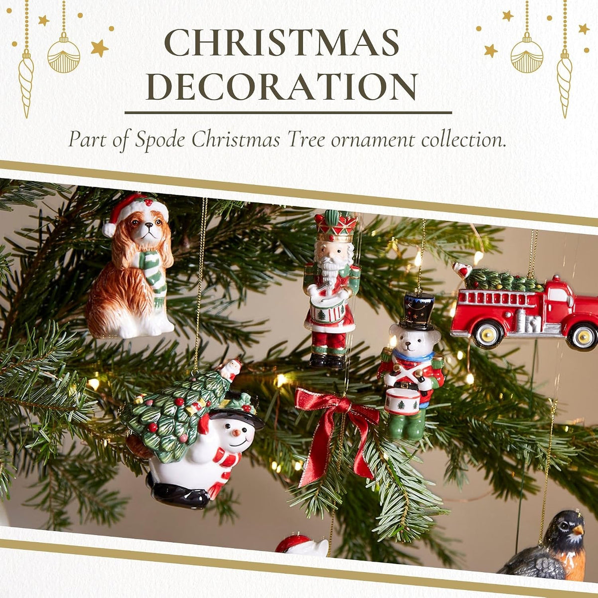 Spode Christmas Tree Snowman Carrying Tree Hanging Ornament