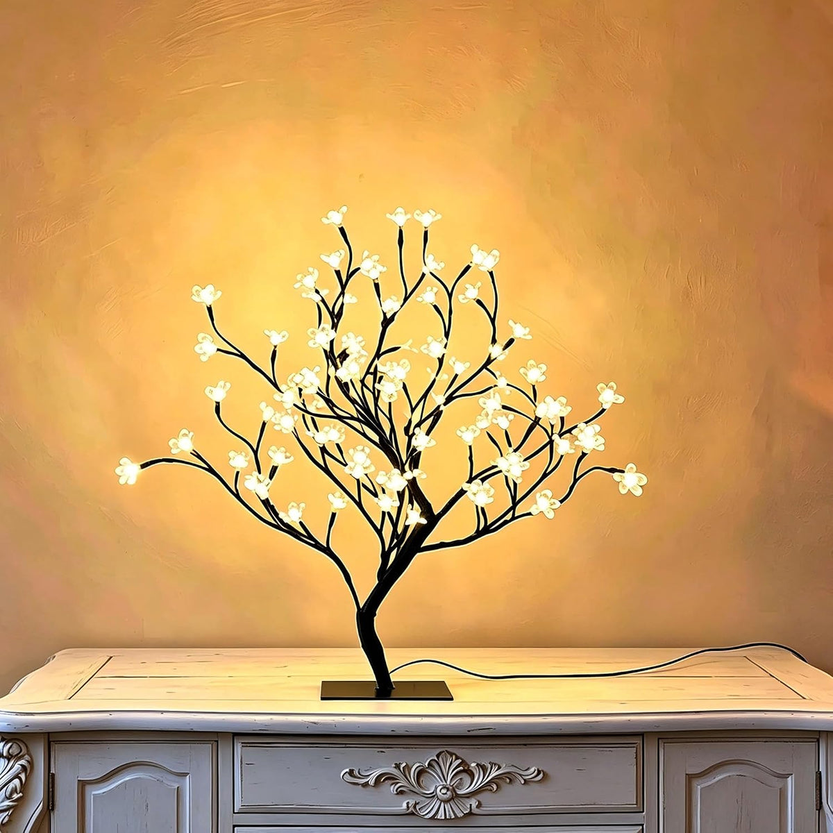 23inch 90 LEDs Cherry Blossom Tree Lights Desk Top Bonsai Tree Lamp